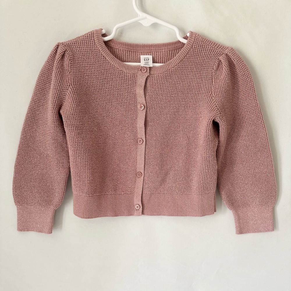 GAP Dusty Pink Metallic Thread Button-Up Cardigan - Size 4T